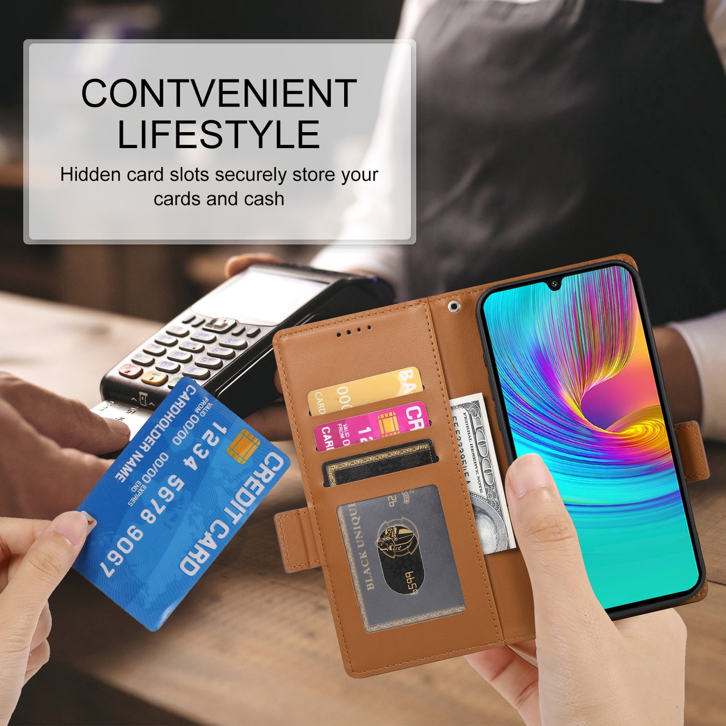 DF-010 For Samsung Galaxy A16 5G / A16 4G Stand Case PU Leather Wallet Phone Cover - Brown