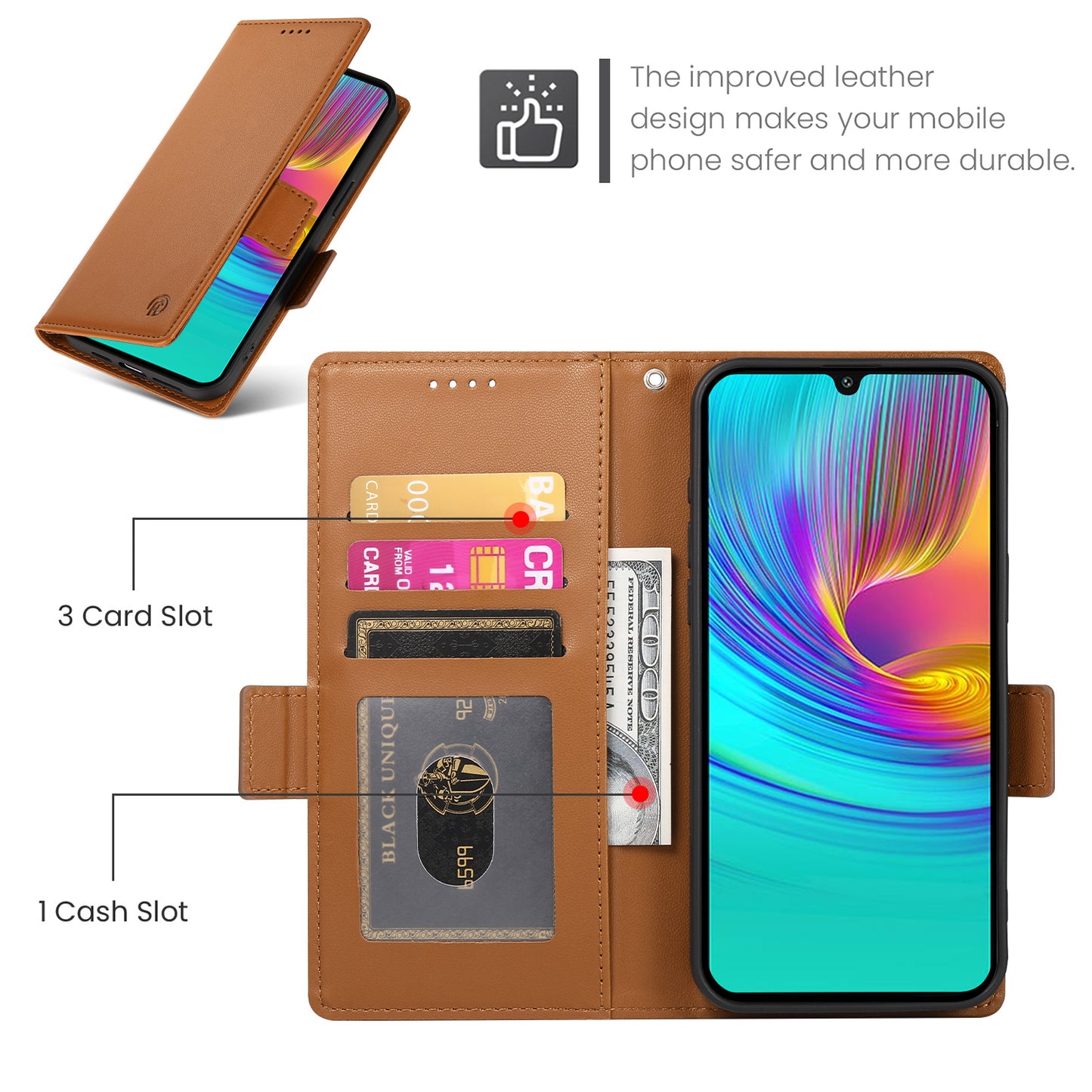 DF-010 For Samsung Galaxy A16 5G / A16 4G Stand Case PU Leather Wallet Phone Cover - Brown