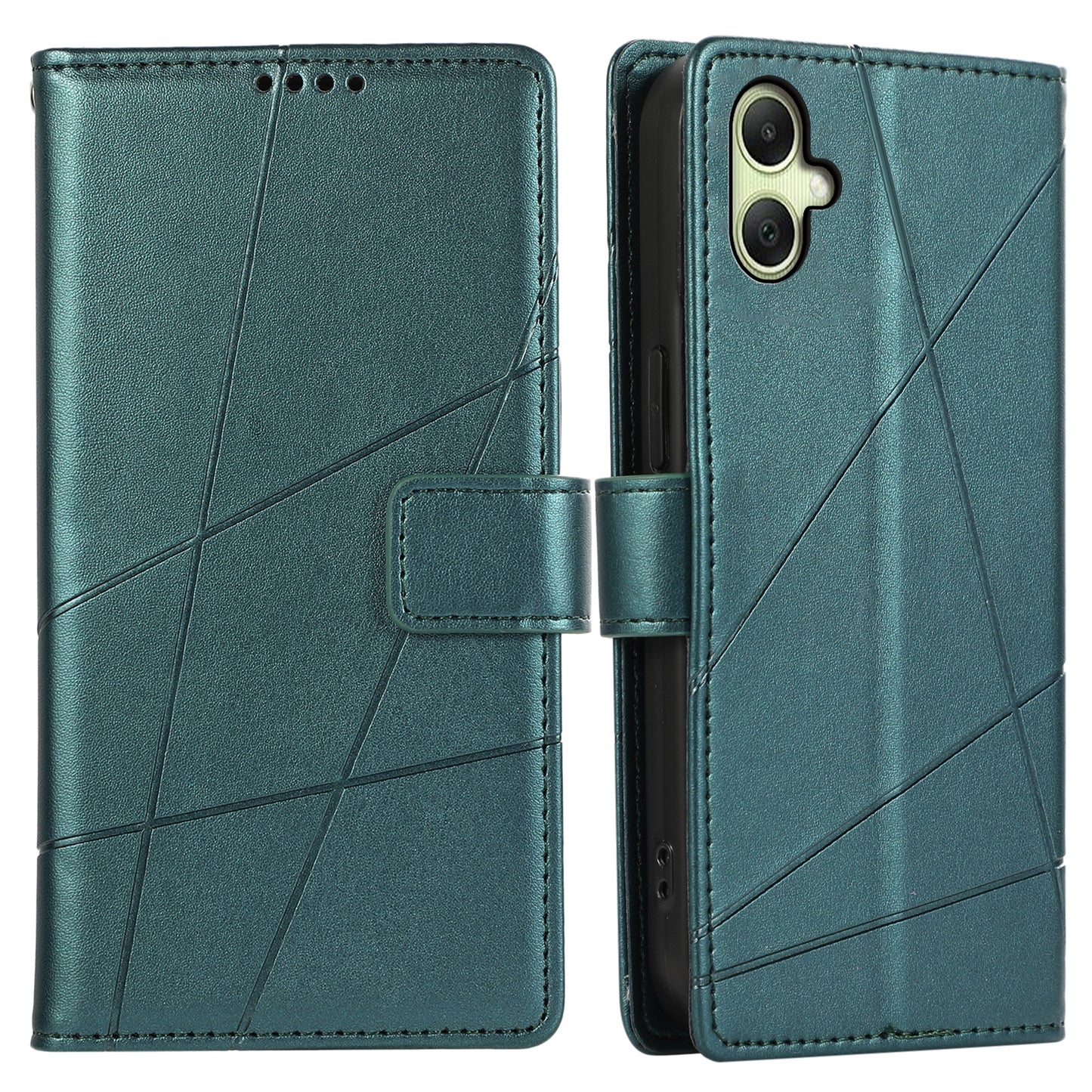 DF-06 For Samsung Galaxy A06 Phone Case Line Imprint Leather Wallet Cover - Green