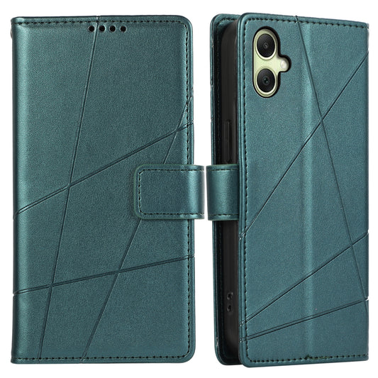 DF-06 For Samsung Galaxy A06 Phone Case Line Imprint Leather Wallet Cover - Green