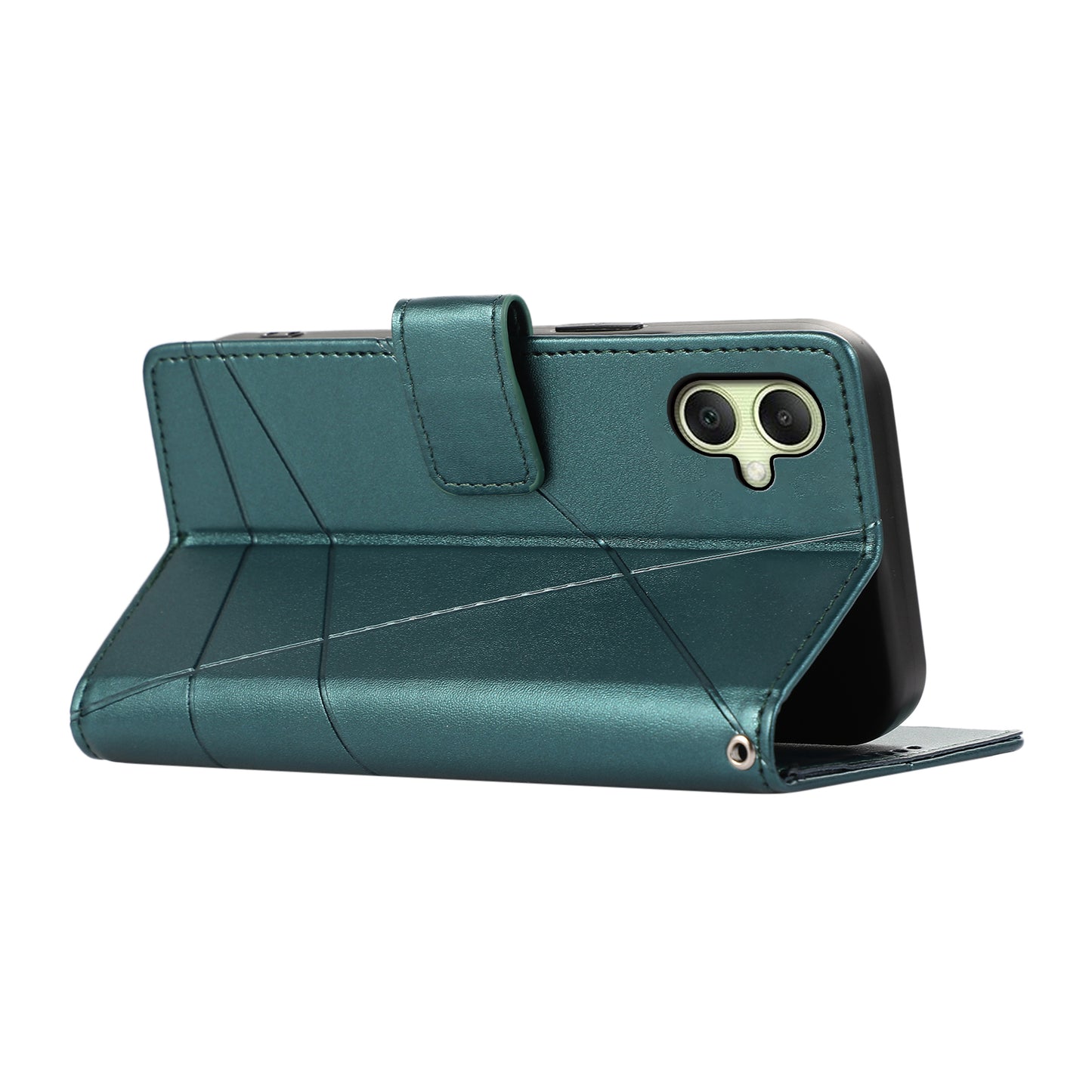 DF-06 For Samsung Galaxy A06 Phone Case Line Imprint Leather Wallet Cover - Green
