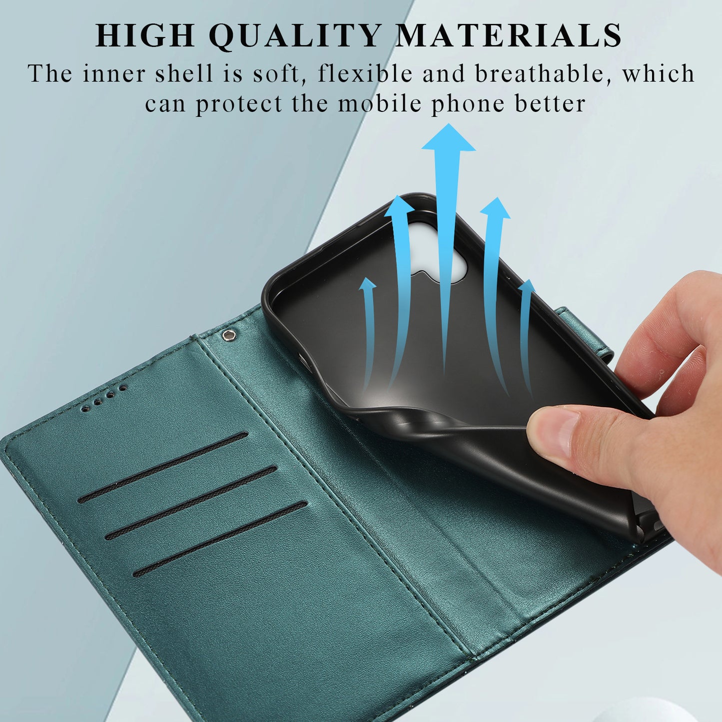 DF-06 For Samsung Galaxy A06 Phone Case Line Imprint Leather Wallet Cover - Green