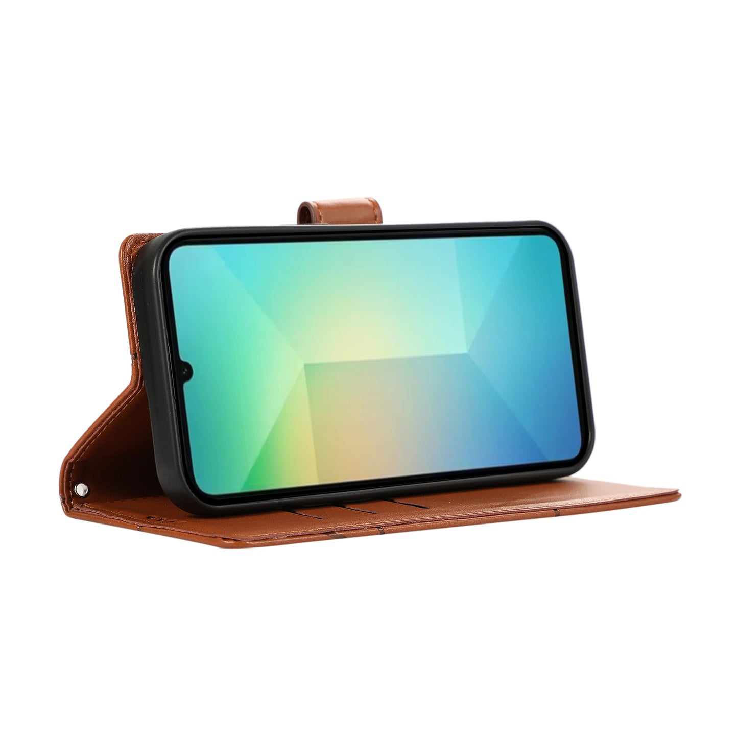 DF-06 For Samsung Galaxy A06 Phone Case Line Imprint Leather Wallet Cover - Brown