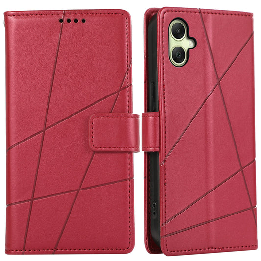 DF-06 For Samsung Galaxy A06 Phone Case Line Imprint Leather Wallet Cover - Red