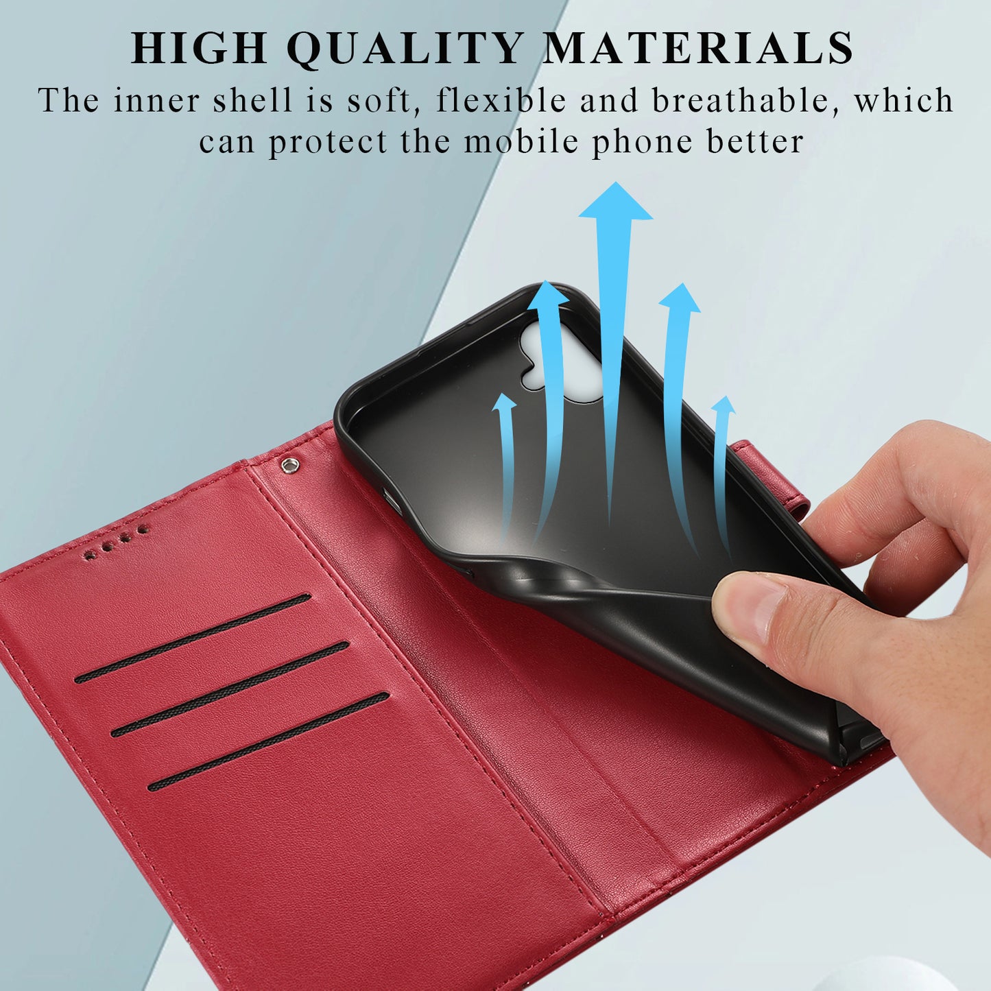 DF-06 For Samsung Galaxy A06 Phone Case Line Imprint Leather Wallet Cover - Red