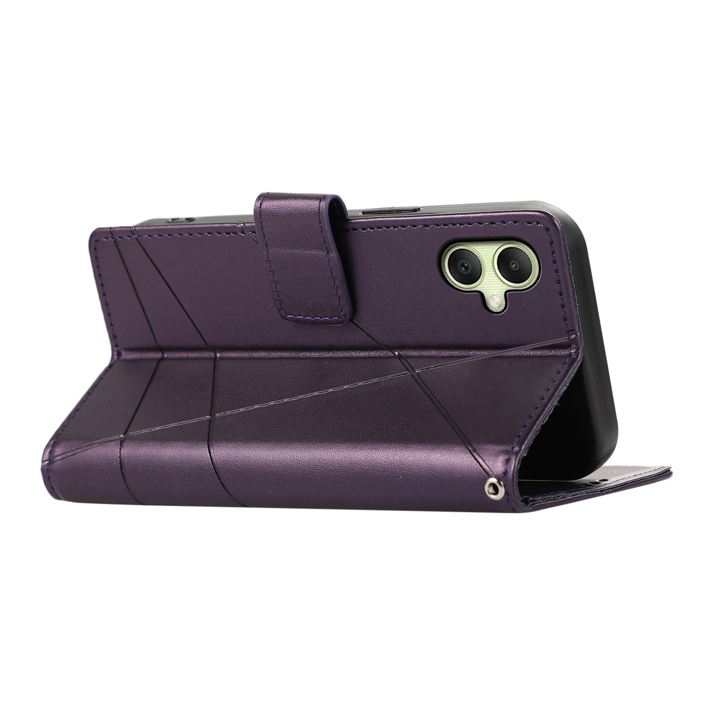 DF-06 For Samsung Galaxy A06 Phone Case Line Imprint Leather Wallet Cover - Purple
