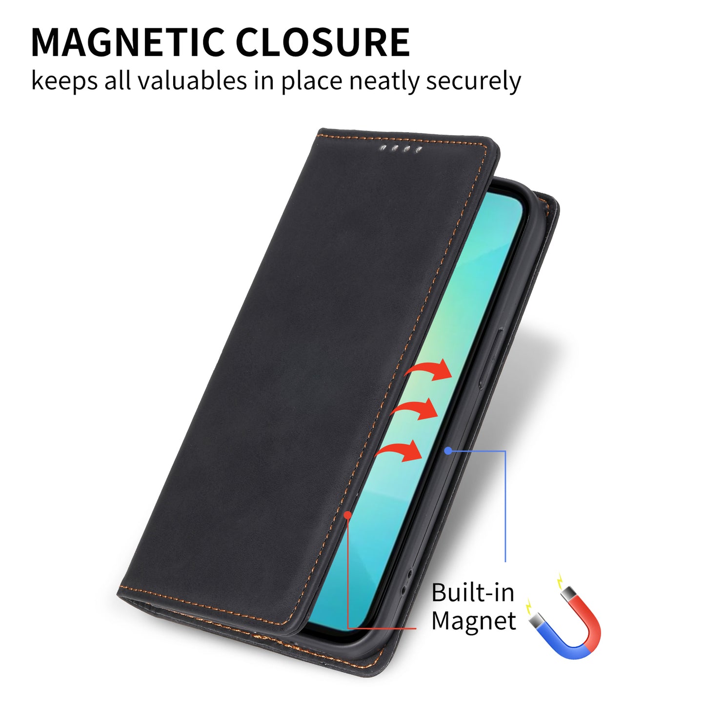 DF-05 For Samsung Galaxy A06 Wallet Case RFID Blocking PU Leather Phone Cover - Black