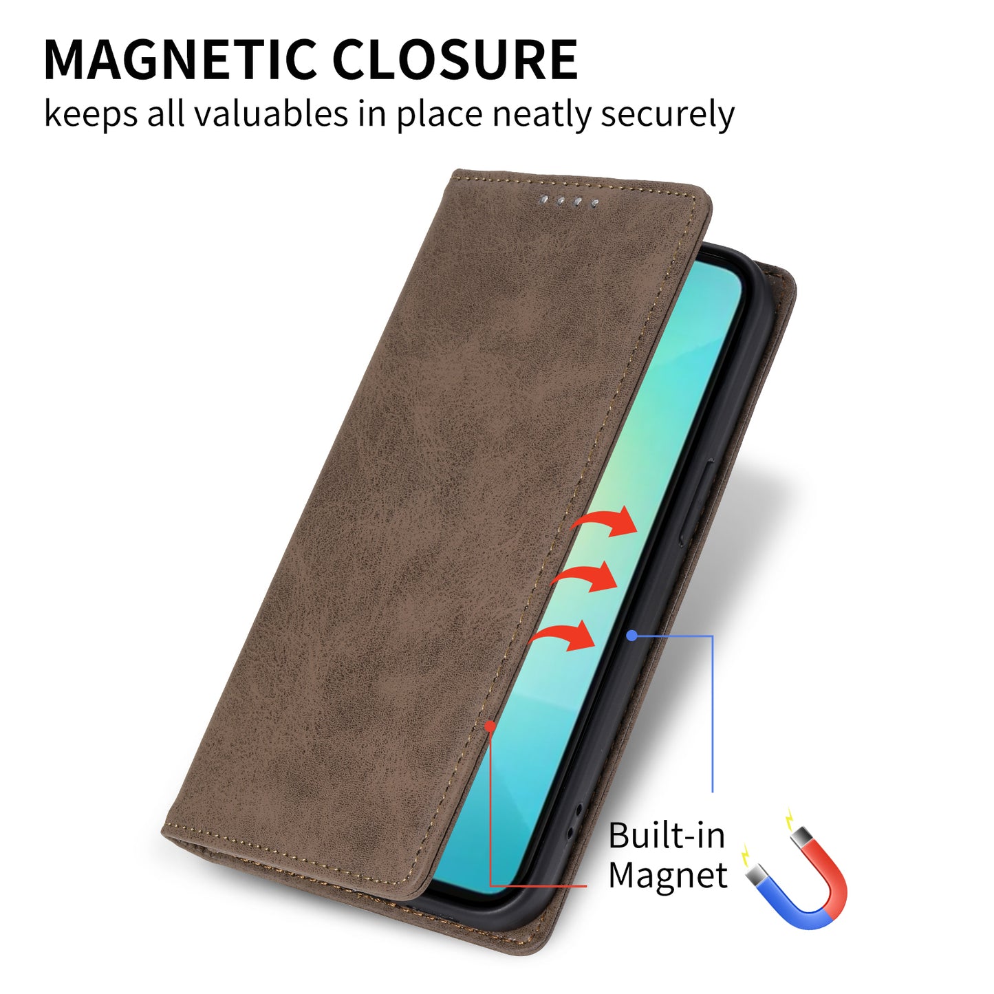 DF-05 For Samsung Galaxy A06 Wallet Case RFID Blocking PU Leather Phone Cover - Brown
