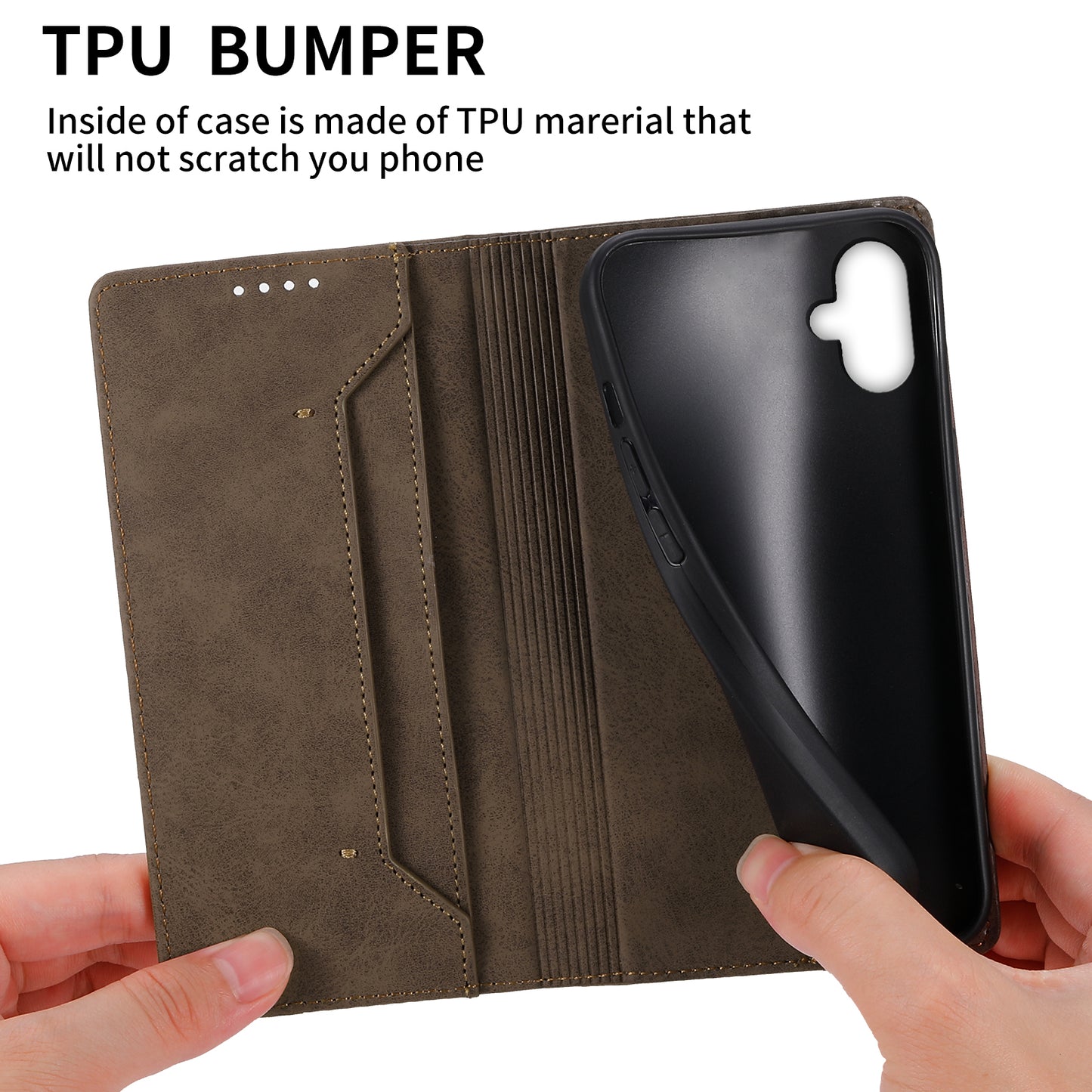 DF-05 For Samsung Galaxy A06 Wallet Case RFID Blocking PU Leather Phone Cover - Brown