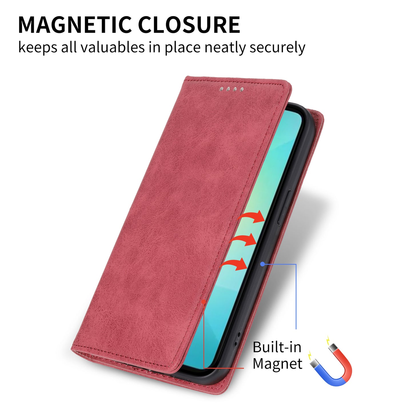 DF-05 For Samsung Galaxy A06 Wallet Case RFID Blocking PU Leather Phone Cover - Red