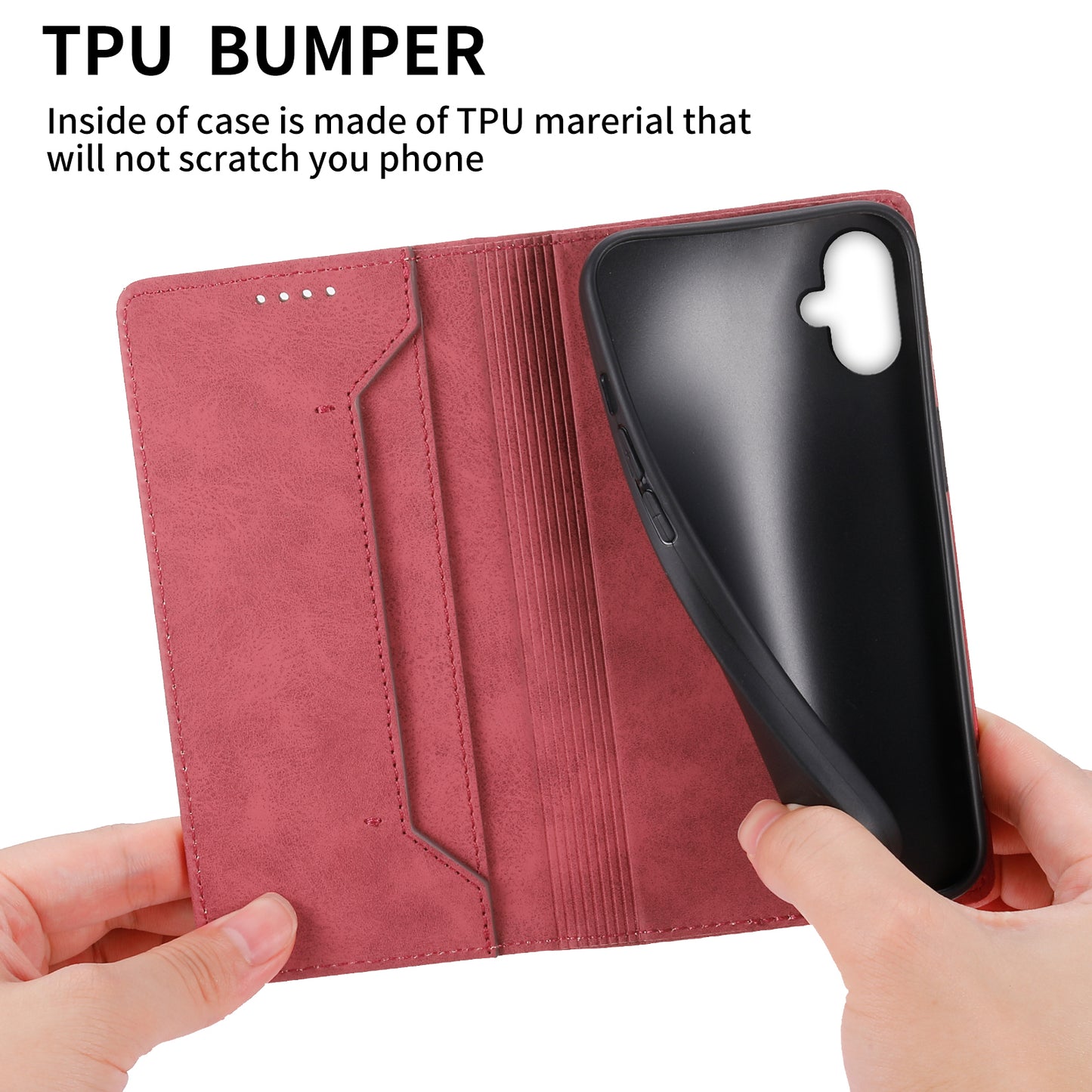 DF-05 For Samsung Galaxy A06 Wallet Case RFID Blocking PU Leather Phone Cover - Red