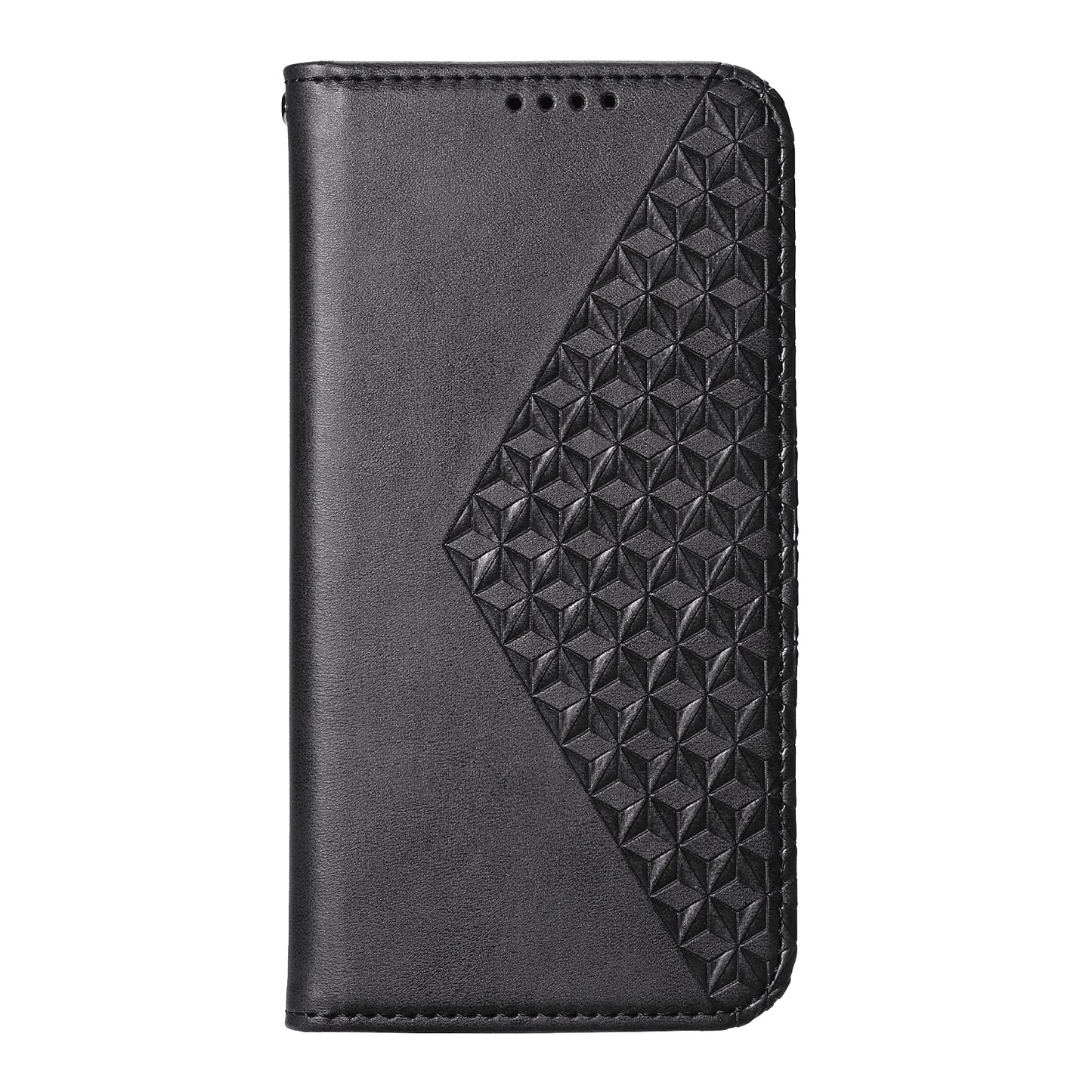 For Samsung Galaxy A06 Case Calf Texture PU Leather Phone Cover with Wallet - Black