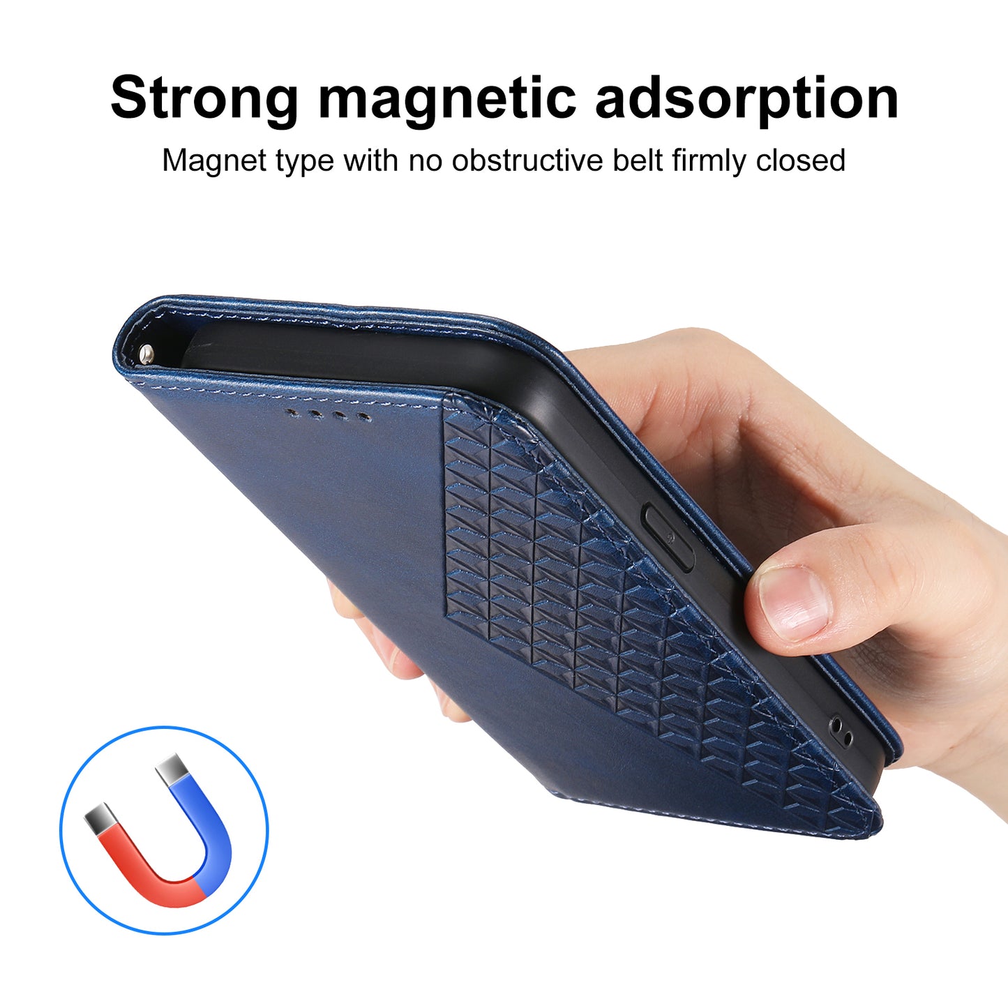 For Samsung Galaxy A06 Case Calf Texture PU Leather Phone Cover with Wallet - Blue
