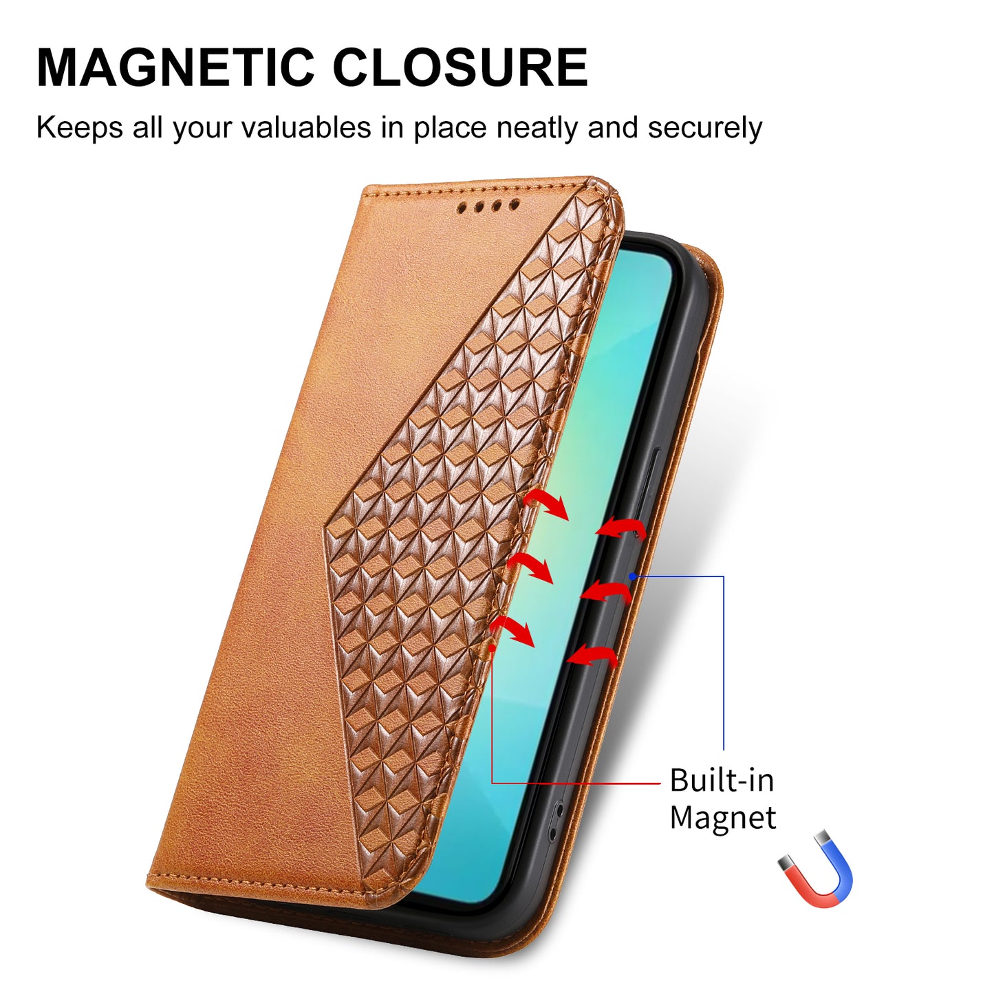 For Samsung Galaxy A06 Case Calf Texture PU Leather Phone Cover with Wallet - Yellow