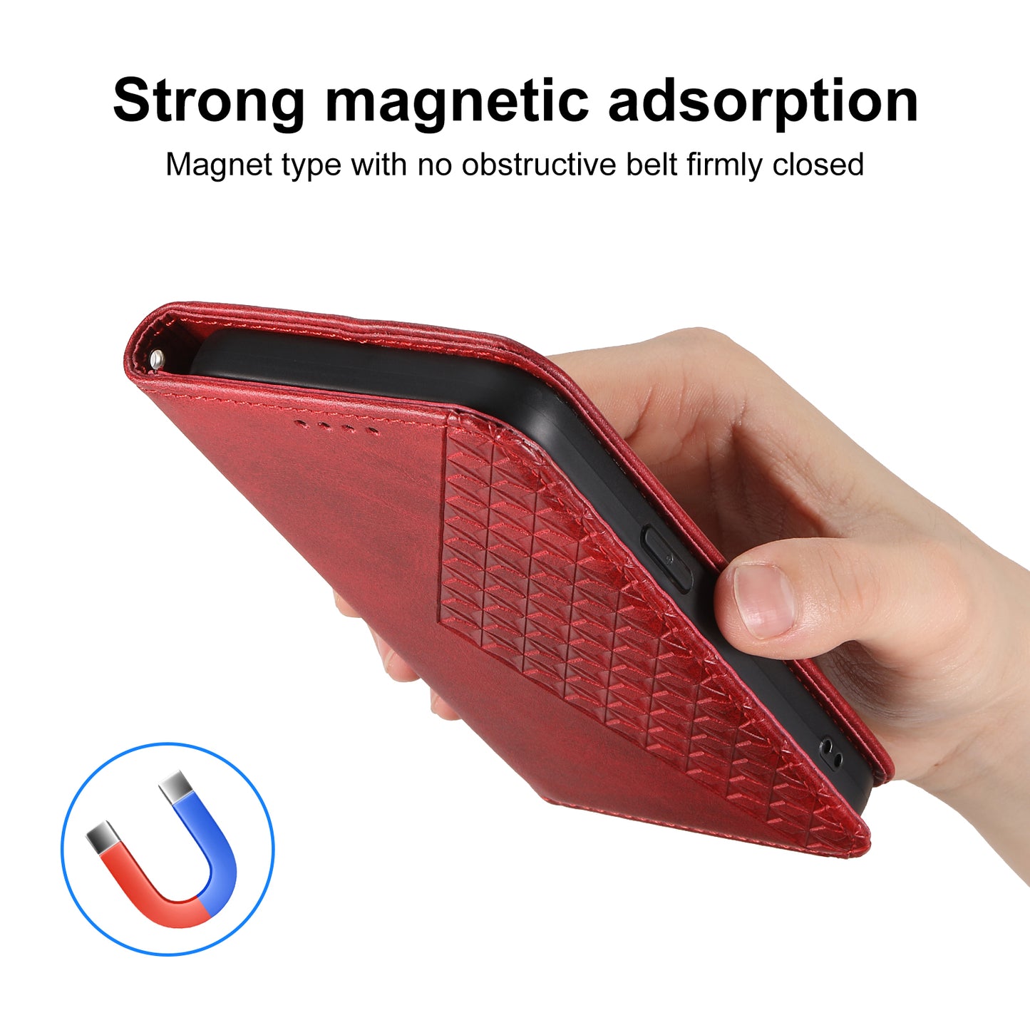 For Samsung Galaxy A06 Case Calf Texture PU Leather Phone Cover with Wallet - Red