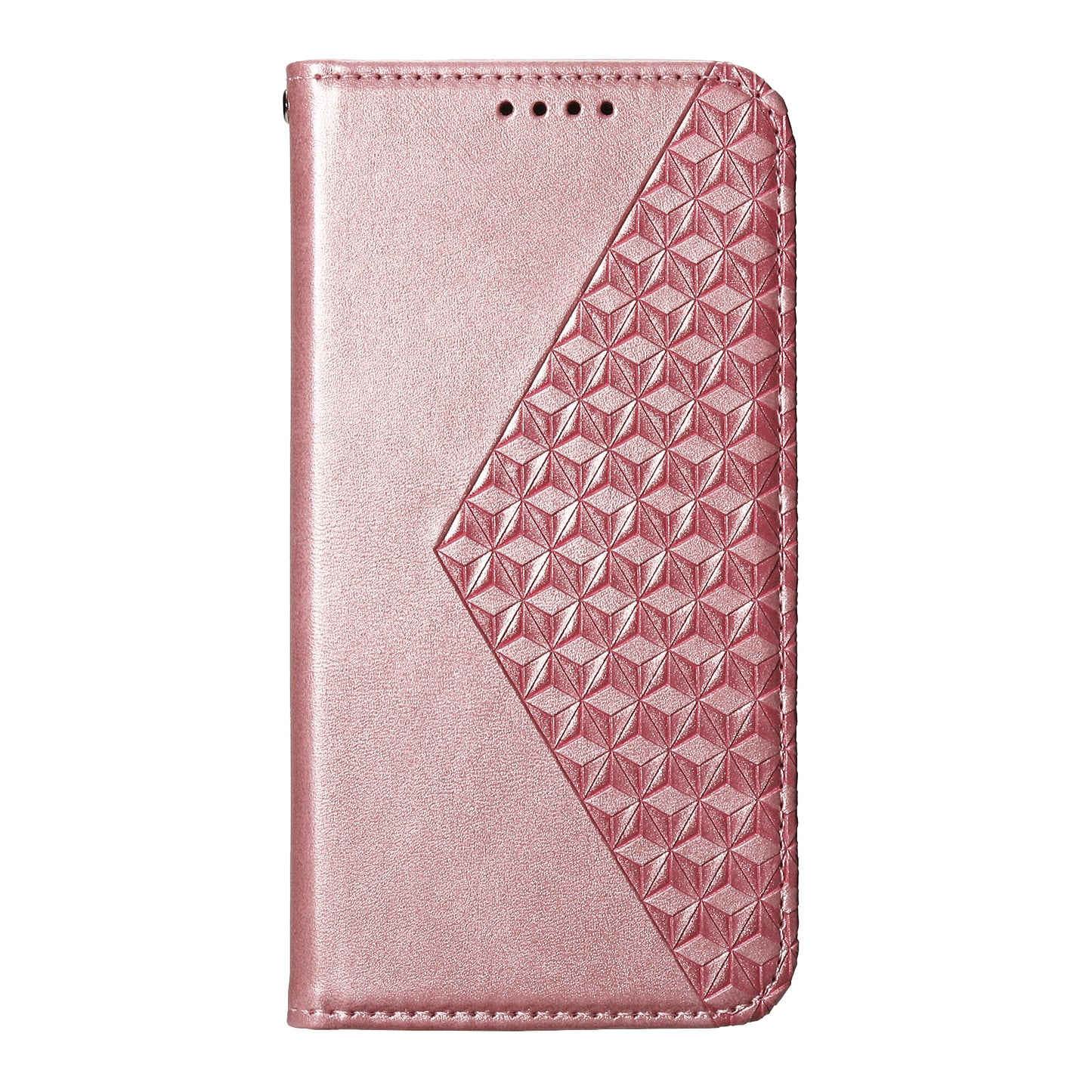 For Samsung Galaxy A06 Case Calf Texture PU Leather Phone Cover with Wallet - Rose Gold