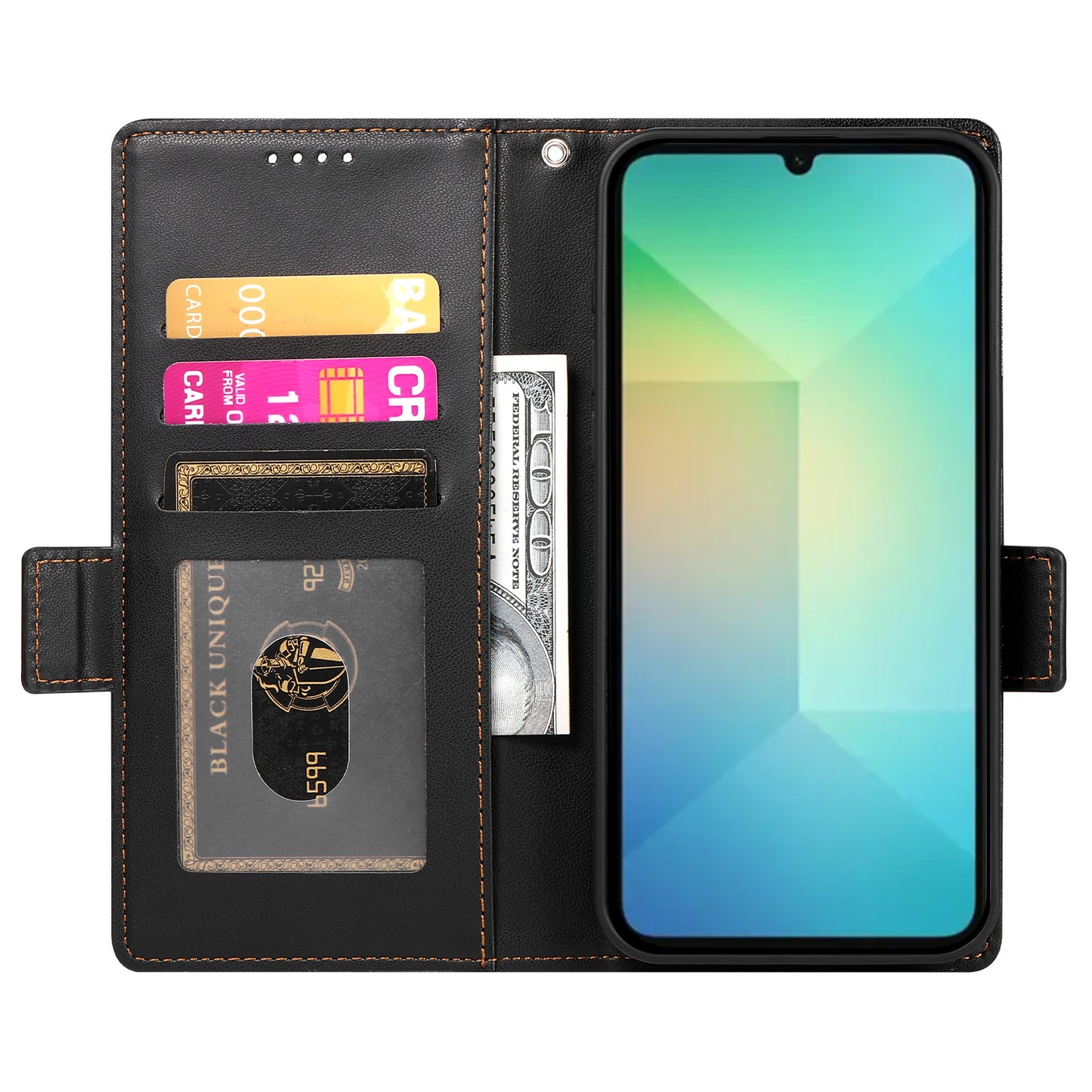 DF-010 For Samsung Galaxy A06 Stand Case PU Leather Wallet Phone Cover - Black