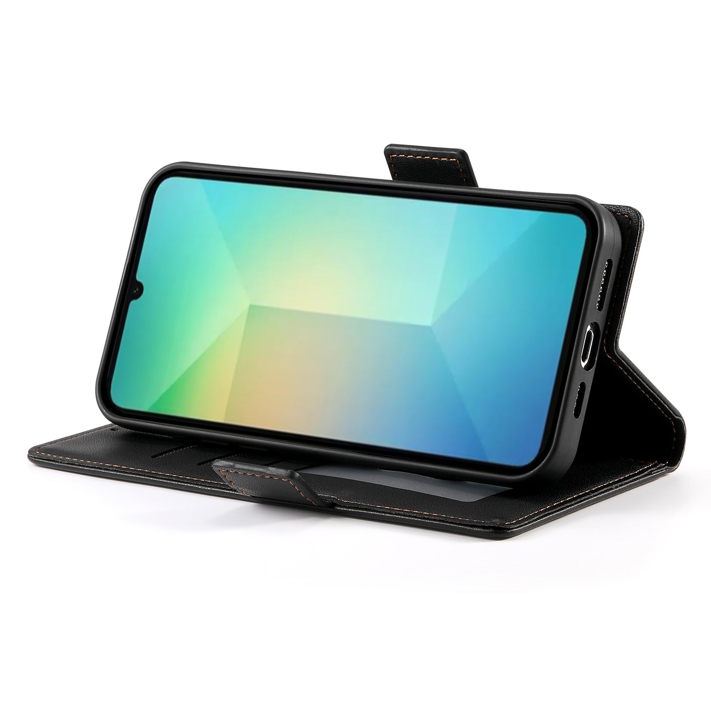 DF-010 For Samsung Galaxy A06 Stand Case PU Leather Wallet Phone Cover - Black
