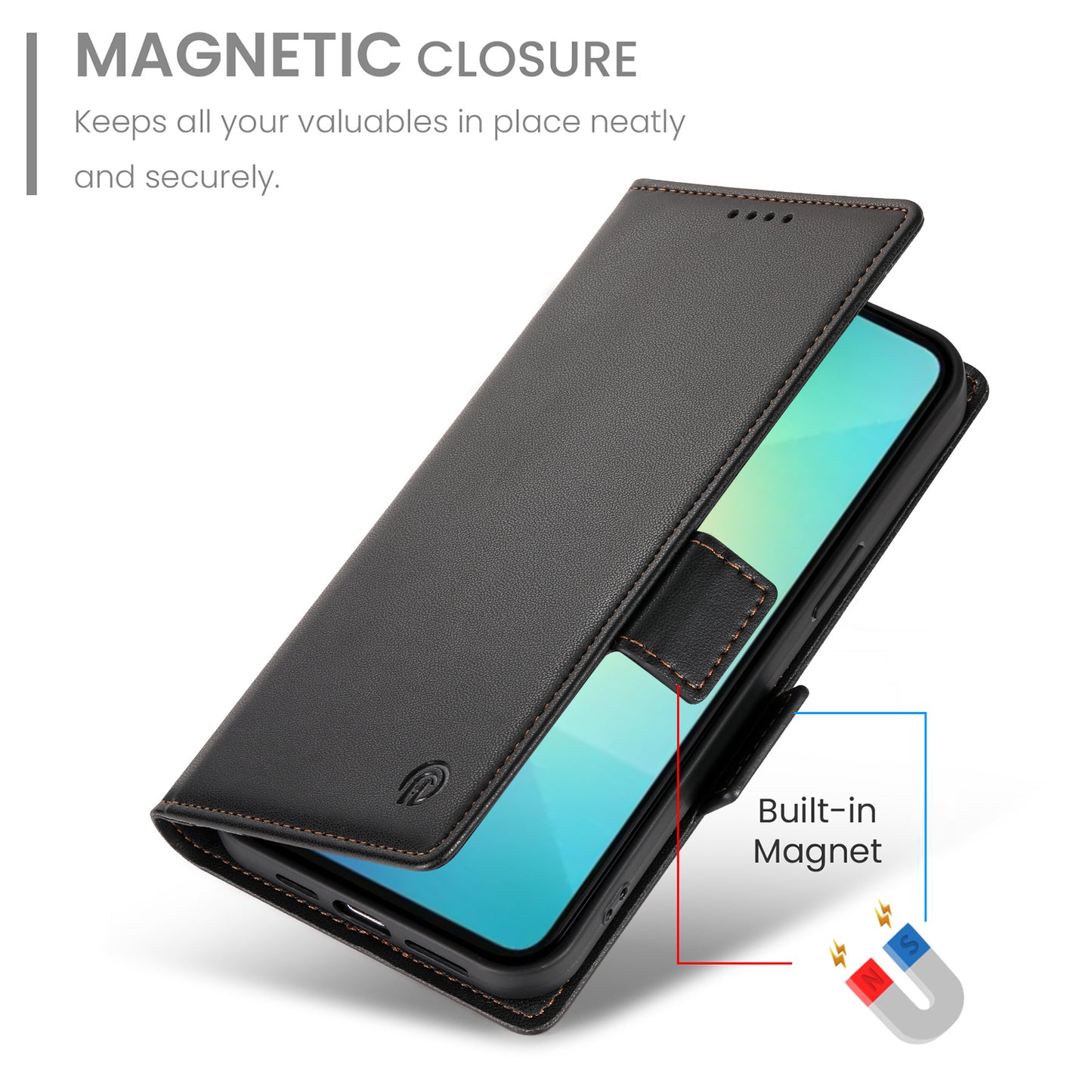 DF-010 For Samsung Galaxy A06 Stand Case PU Leather Wallet Phone Cover - Black