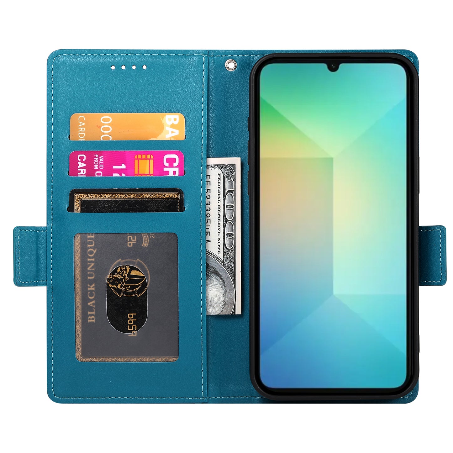 DF-010 For Samsung Galaxy A06 Stand Case PU Leather Wallet Phone Cover - Blue