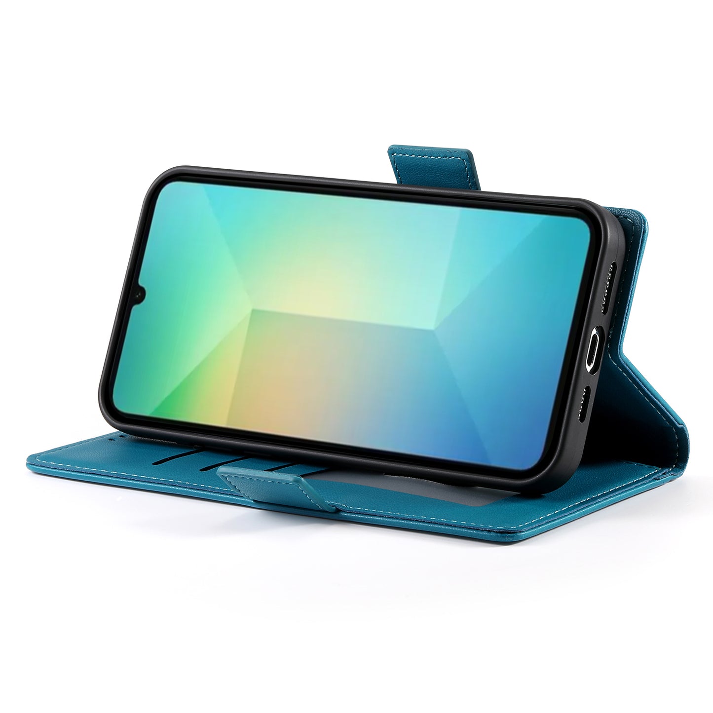 DF-010 For Samsung Galaxy A06 Stand Case PU Leather Wallet Phone Cover - Blue