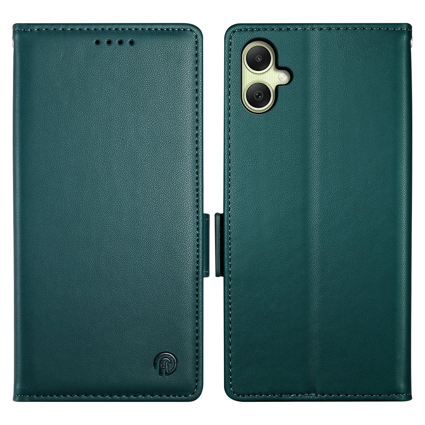 DF-010 For Samsung Galaxy A06 Stand Case PU Leather Wallet Phone Cover - Blackish Green