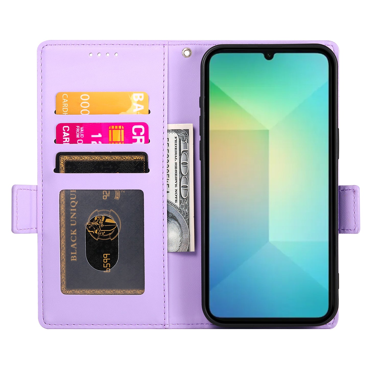 DF-010 For Samsung Galaxy A06 Stand Case PU Leather Wallet Phone Cover - Purple