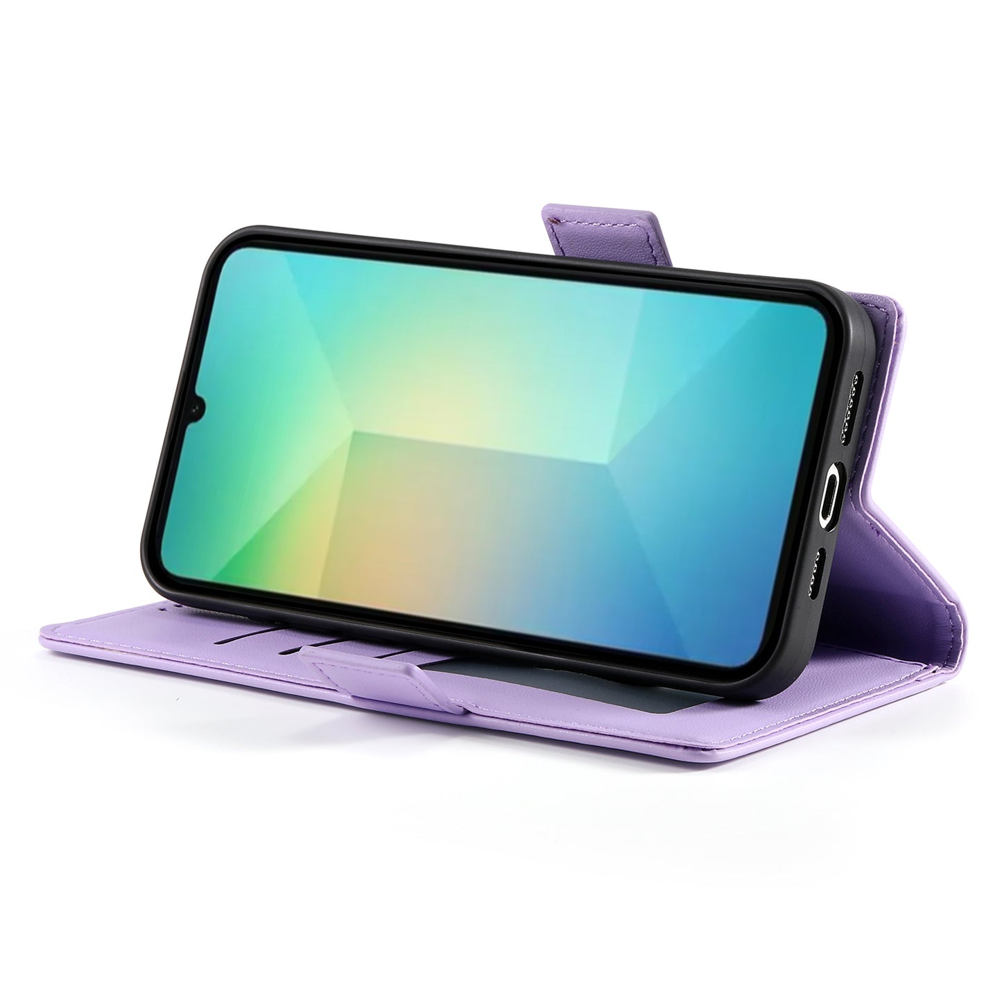 DF-010 For Samsung Galaxy A06 Stand Case PU Leather Wallet Phone Cover - Purple