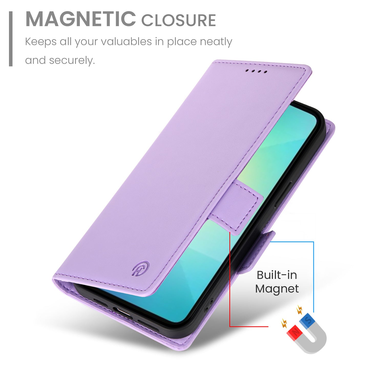 DF-010 For Samsung Galaxy A06 Stand Case PU Leather Wallet Phone Cover - Purple