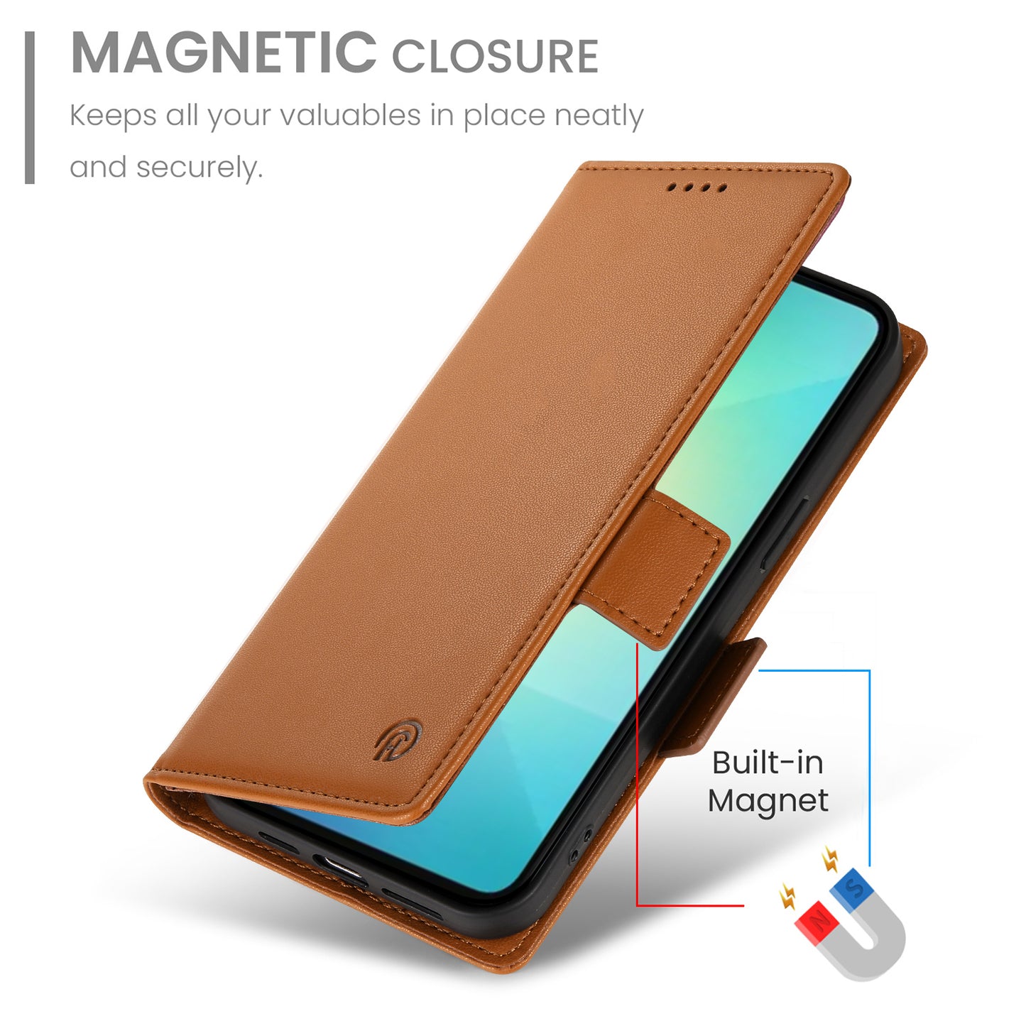 DF-010 For Samsung Galaxy A06 Stand Case PU Leather Wallet Phone Cover - Brown