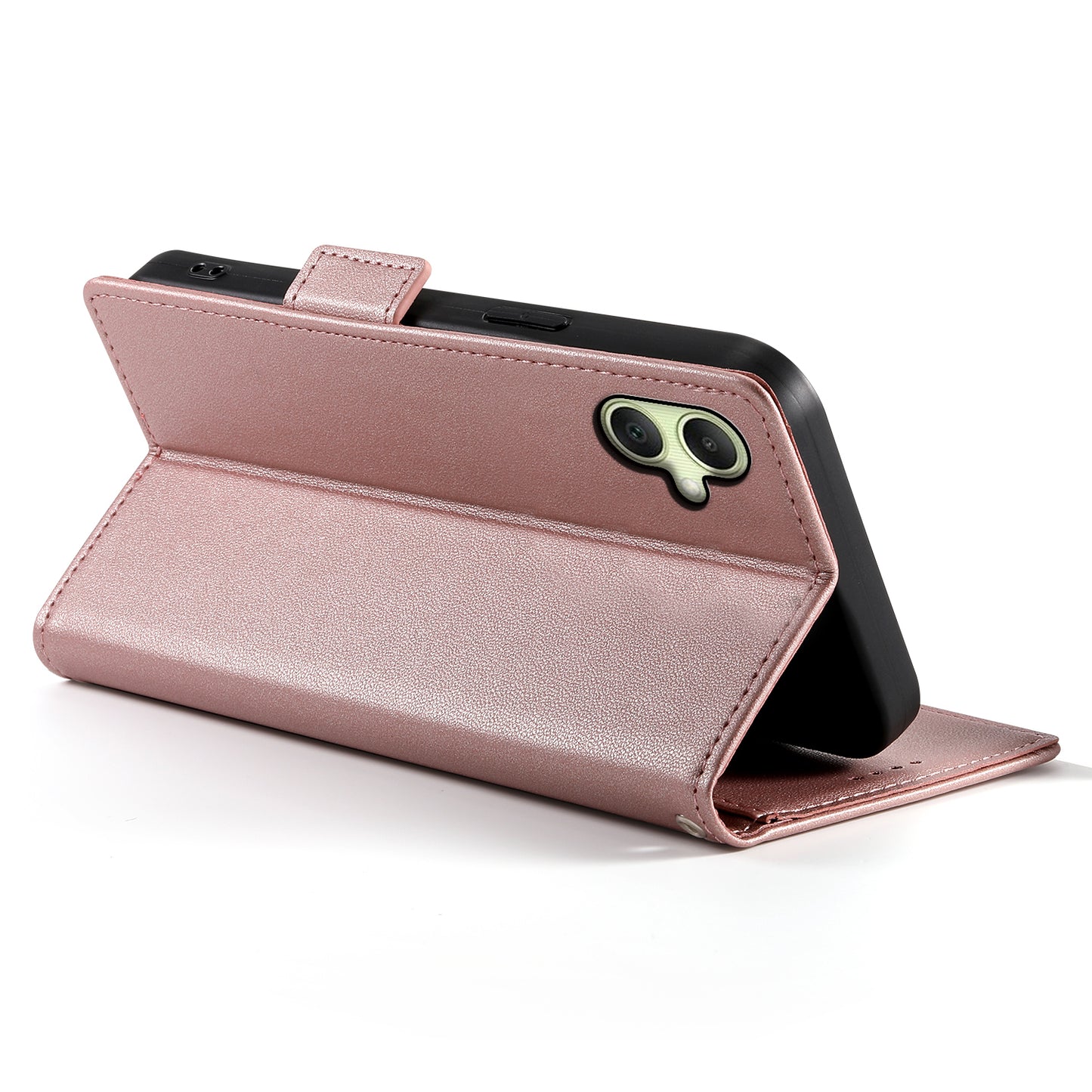 DF-010 For Samsung Galaxy A06 Stand Case PU Leather Wallet Phone Cover - Rose Gold
