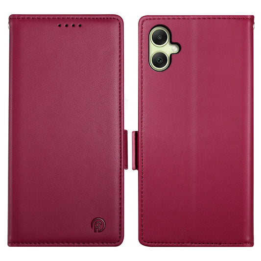 DF-010 For Samsung Galaxy A06 Stand Case PU Leather Wallet Phone Cover - Wine Red