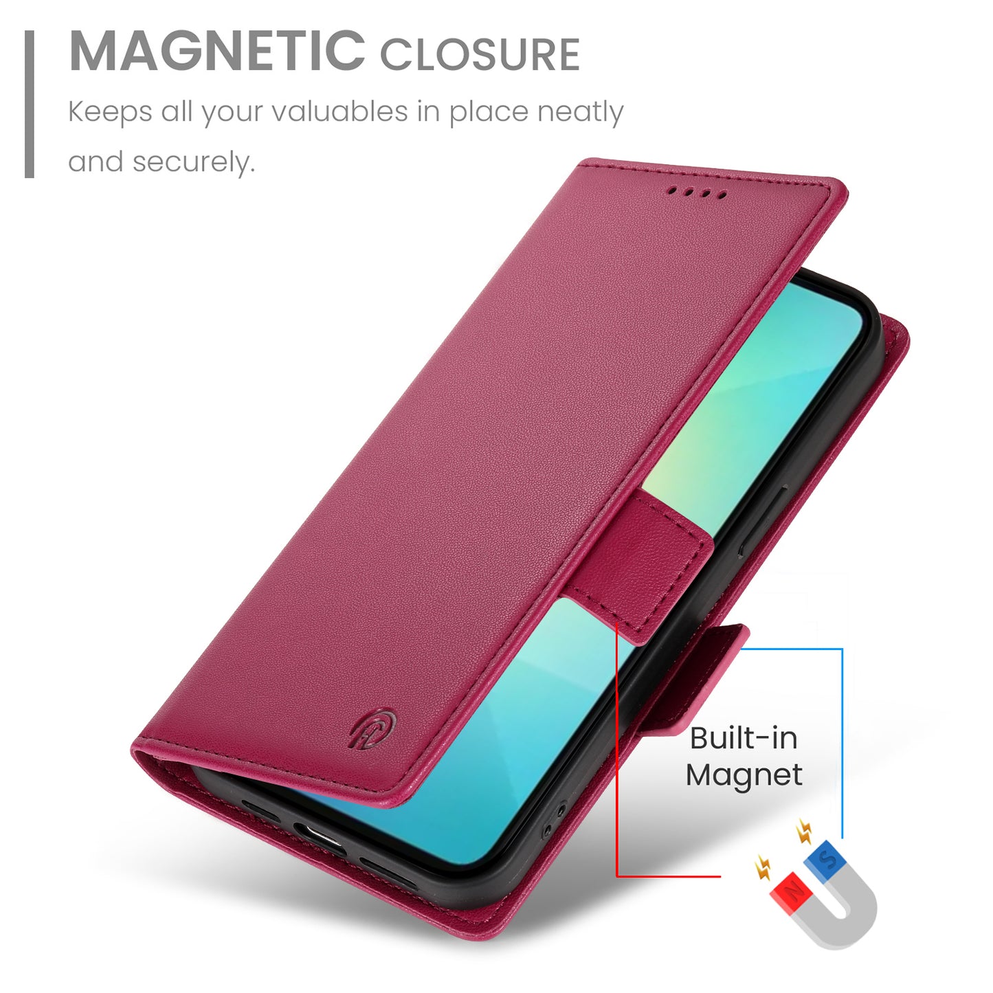 DF-010 For Samsung Galaxy A06 Stand Case PU Leather Wallet Phone Cover - Wine Red