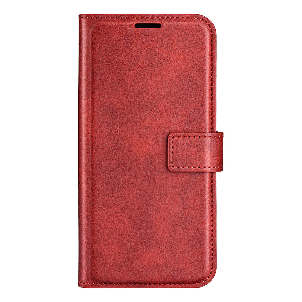 For Samsung Galaxy A16 5G / A16 4G Stand Case Anti-Scratch Calf Texture Leather Phone Cover - Red