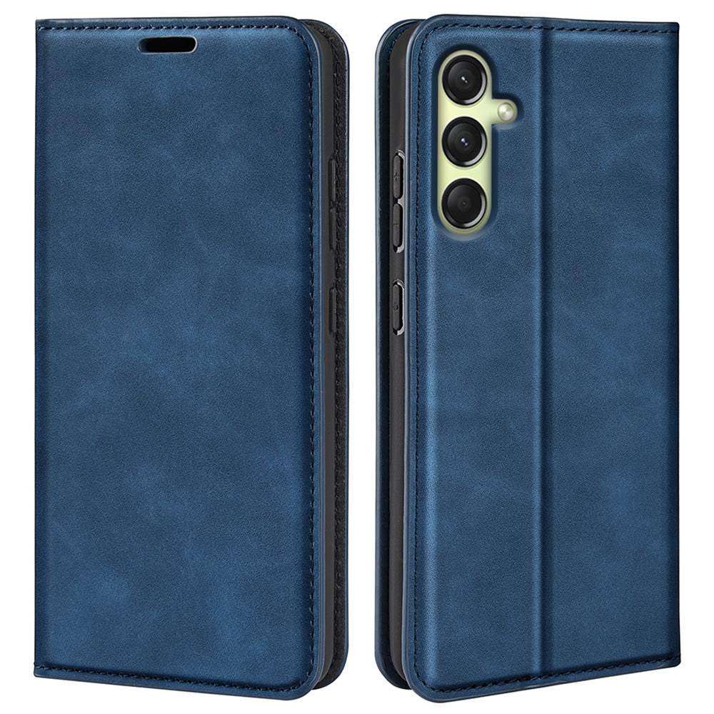 For Samsung Galaxy A16 5G / A16 4G Case Skin-Touch Leather Wallet Phone Cover - Blue