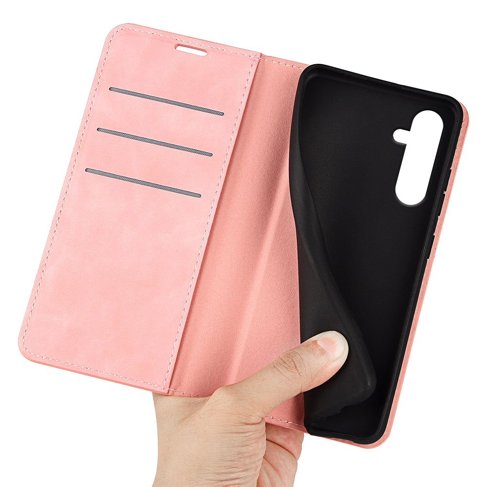For Samsung Galaxy A16 5G / A16 4G Case Skin-Touch Leather Wallet Phone Cover - Pink