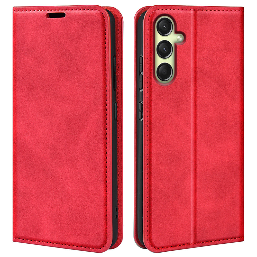 For Samsung Galaxy A16 5G / A16 4G Case Skin-Touch Leather Wallet Phone Cover - Red