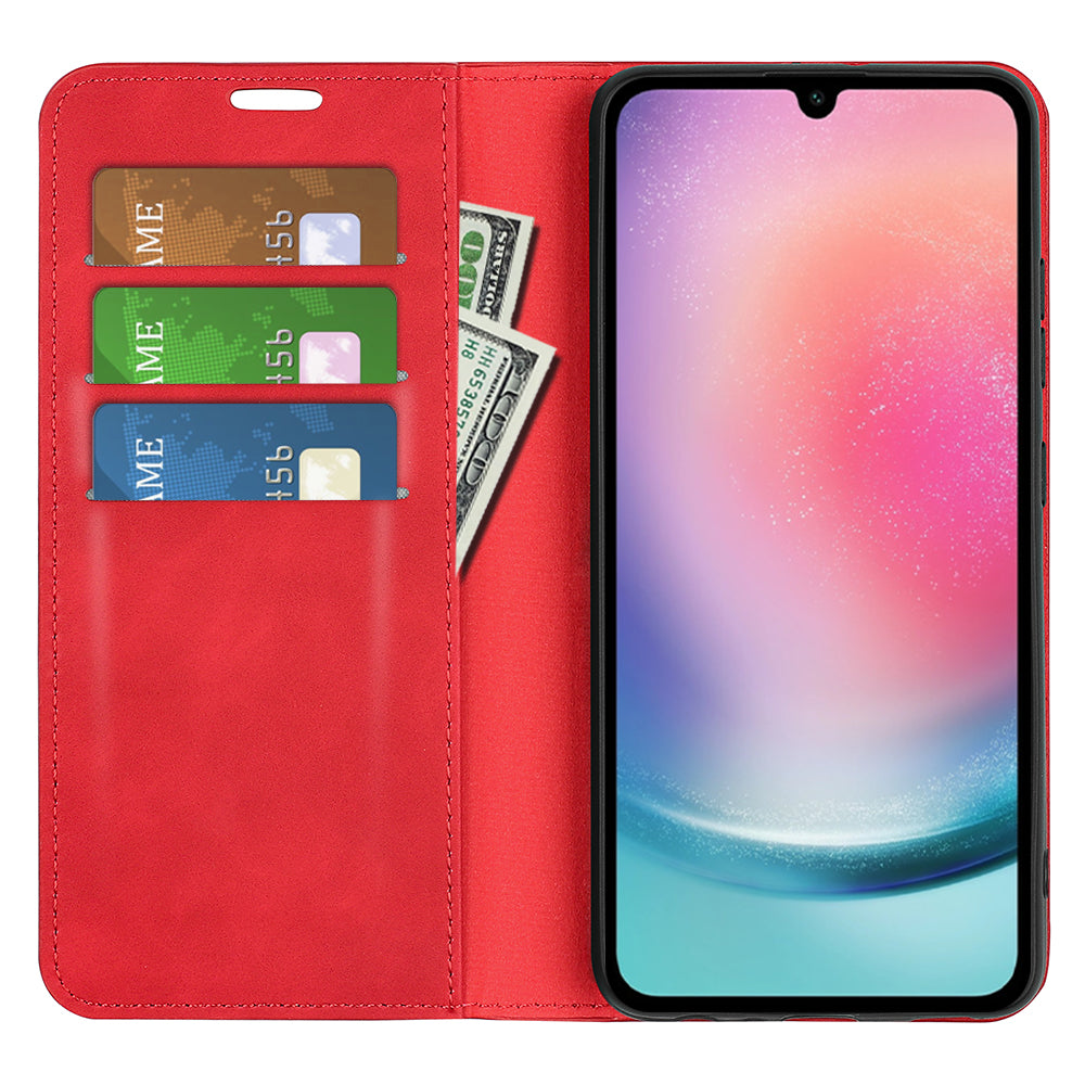For Samsung Galaxy A16 5G / A16 4G Case Skin-Touch Leather Wallet Phone Cover - Red