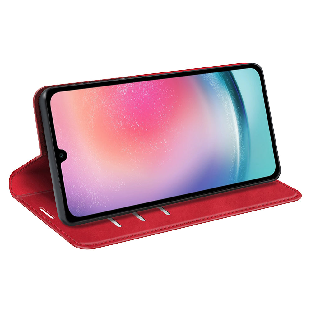 For Samsung Galaxy A16 5G / A16 4G Case Skin-Touch Leather Wallet Phone Cover - Red
