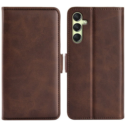 For Samsung Galaxy A16 5G / A16 4G Stand Case Calf Texture Leather Wallet Phone Cover - Brown