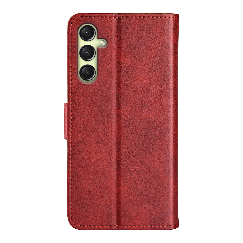 For Samsung Galaxy A16 5G / A16 4G Stand Case Calf Texture Leather Wallet Phone Cover - Red