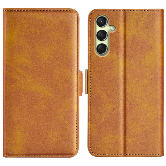 For Samsung Galaxy A16 5G / A16 4G Stand Case Calf Texture Leather Wallet Phone Cover - Yellow