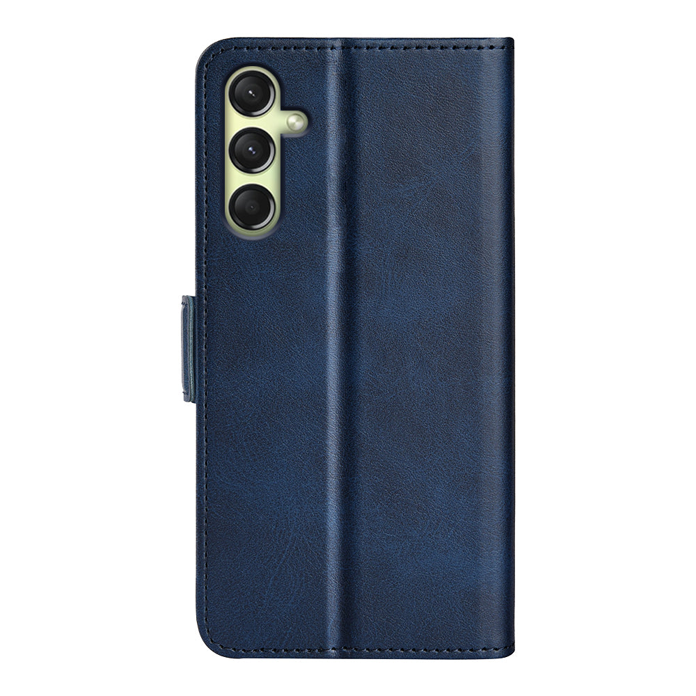 For Samsung Galaxy A16 5G / A16 4G Stand Case Calf Texture Leather Wallet Phone Cover - Blue