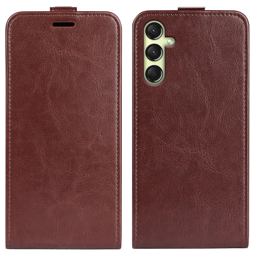 For Samsung Galaxy A16 5G / A16 4G Case with Card Slots Vertical Flip Leather Phone Cover - Brown