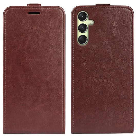 For Samsung Galaxy A16 5G / A16 4G Case with Card Slots Vertical Flip Leather Phone Cover - Brown
