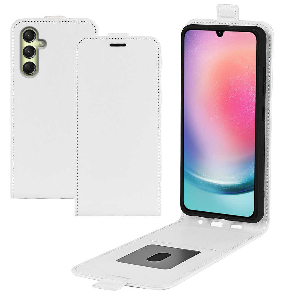 For Samsung Galaxy A16 5G / A16 4G Case with Card Slots Vertical Flip Leather Phone Cover - White