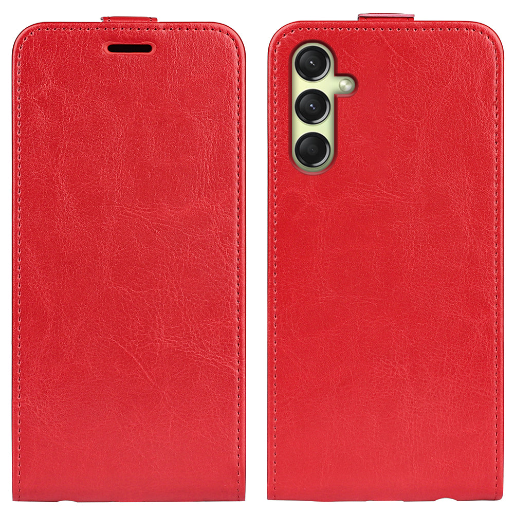 For Samsung Galaxy A16 5G / A16 4G Case with Card Slots Vertical Flip Leather Phone Cover - Red