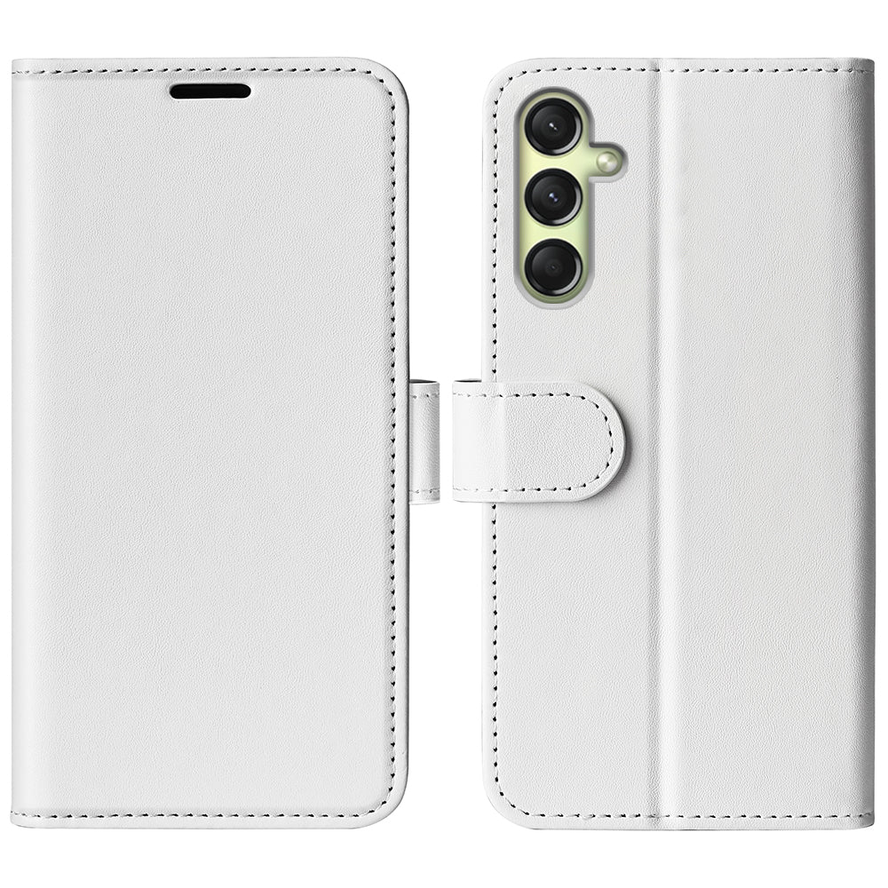 For Samsung Galaxy A16 5G / A16 4G Wallet Case Crazy Horse Texture Stand Leather Phone Cover - White