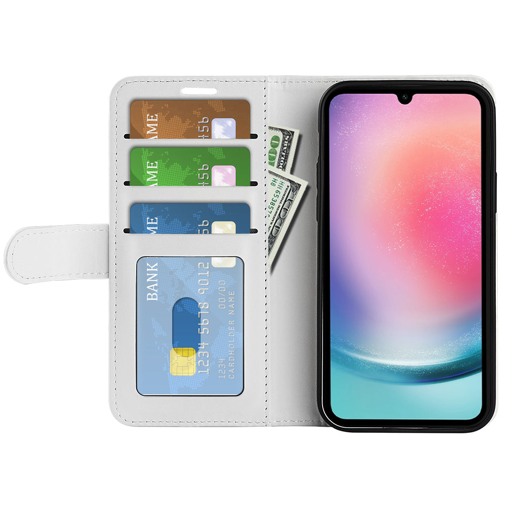 For Samsung Galaxy A16 5G / A16 4G Wallet Case Crazy Horse Texture Stand Leather Phone Cover - White