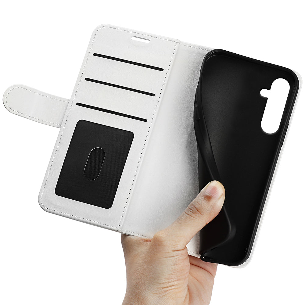 For Samsung Galaxy A16 5G / A16 4G Wallet Case Crazy Horse Texture Stand Leather Phone Cover - White